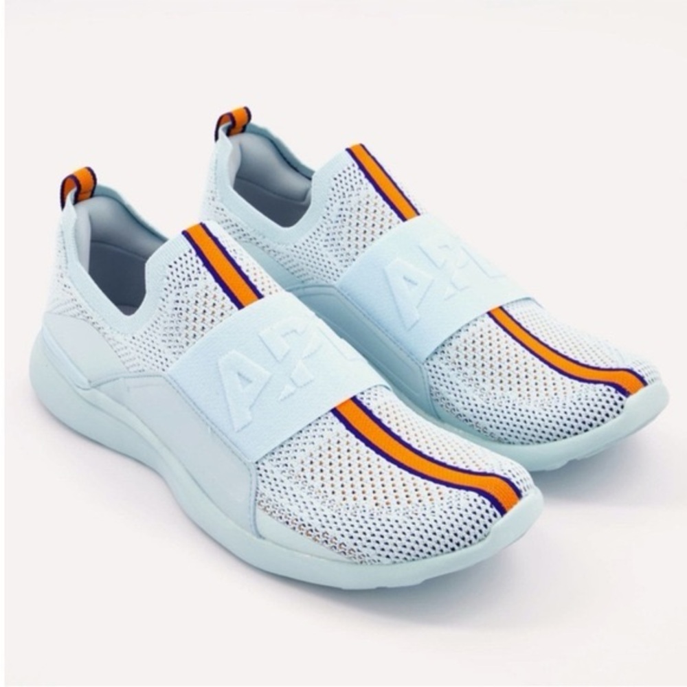 APL Light Blue Slip-On Athletic Sneakers with Orange and Purple Stripe